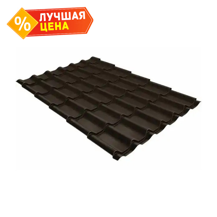 Металлочерепица Grand Line Classic (Классик) 0,5 PurPro Matt RR 32 Темно-коричневый