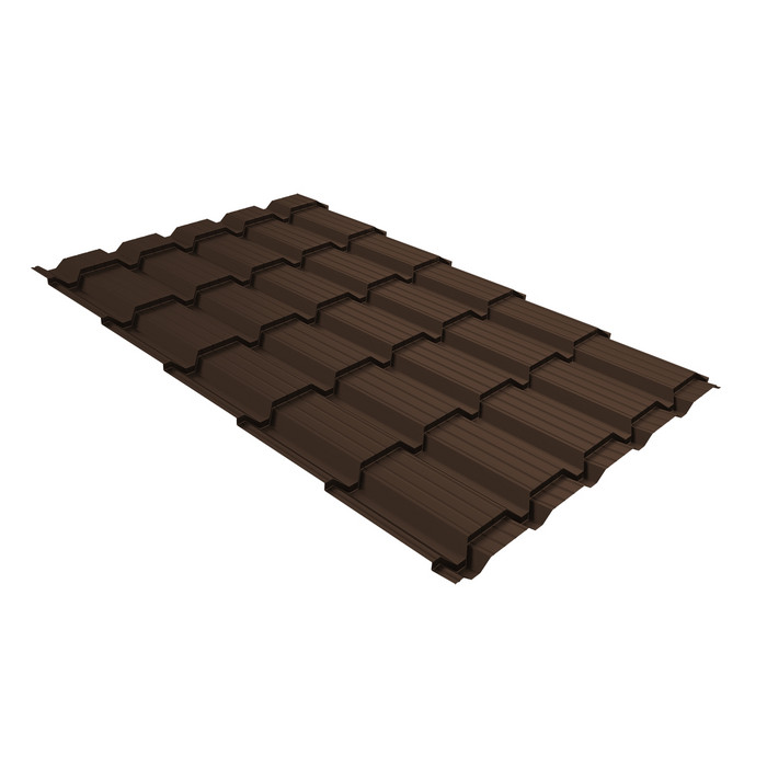 Металлочерепица Grand Line Верховье Quadro profi (Квадро Профи) 0,5 Velur X RAL 8017 шоколад