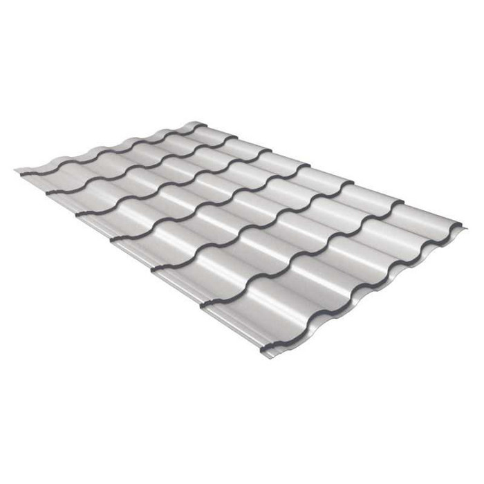 Металлочерепица Grand Line Kredo (Кредо) 0,5 Satin RAL 9006 Бело-алюминиевый